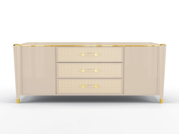 REMINGTON - Lacquered sideboard with drawers covered in leather by BRUNO ZAMPA - view 2